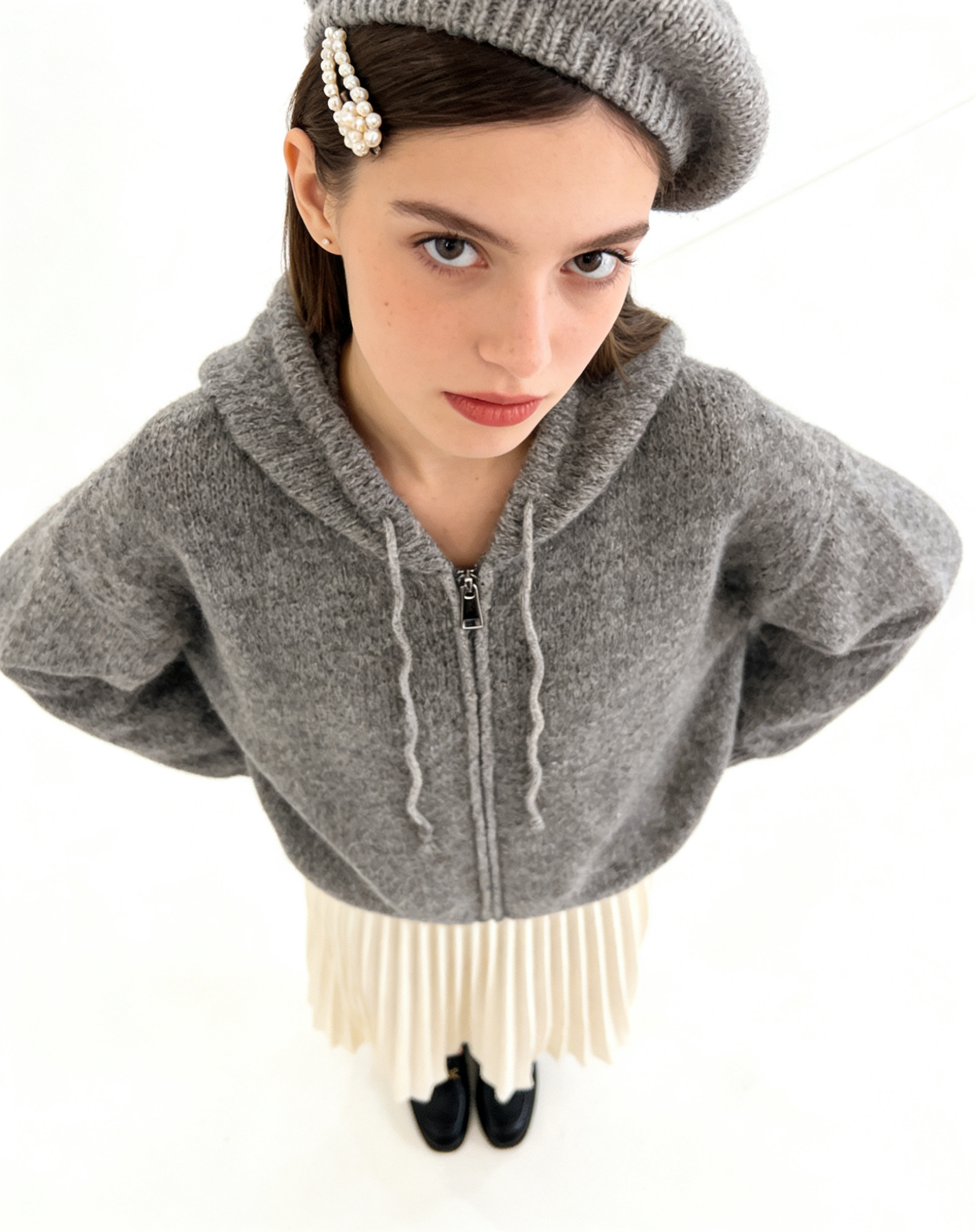 Wholesaler LYCHEE - Mohair cardigan with hood and zip – Softness and timeless style