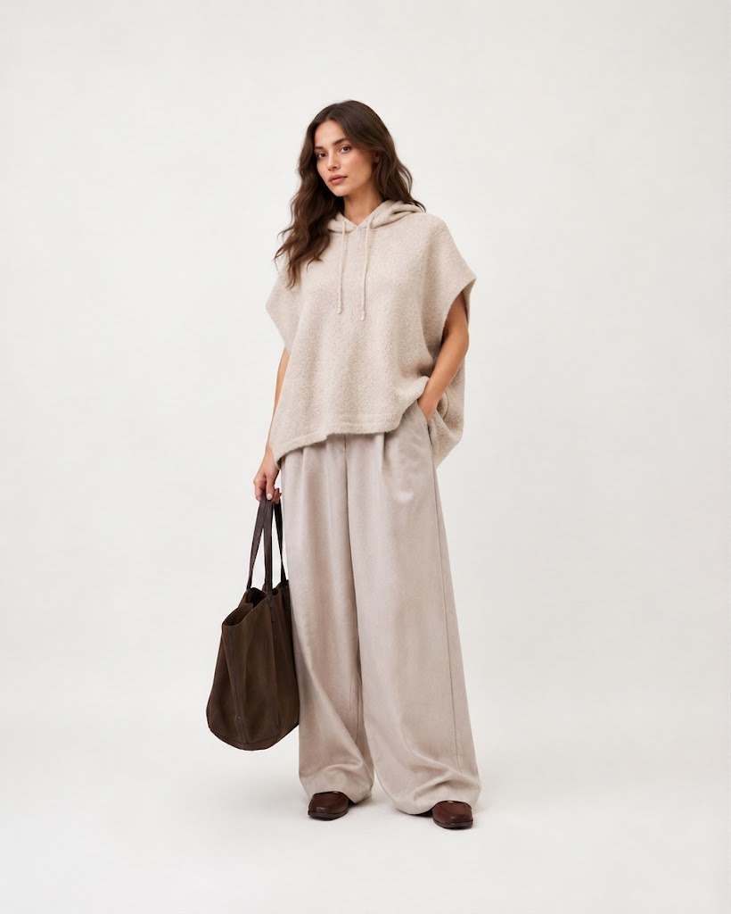 Wholesaler LYCHEE - Women's Oversized Vest in Fine Mohair (40%) with Hood - Sleeveless Sweater with Smooth Edges