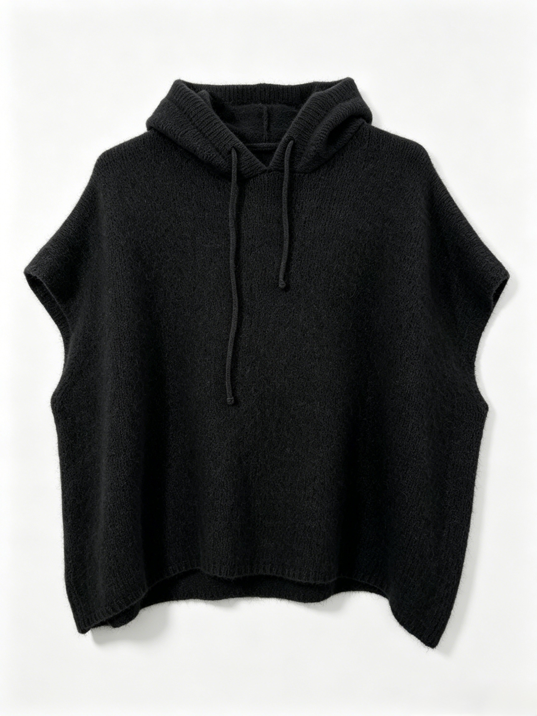 Wholesaler LYCHEE - Women's Oversized Vest in Fine Mohair (40%) with Hood - Sleeveless Sweater with Smooth Edges