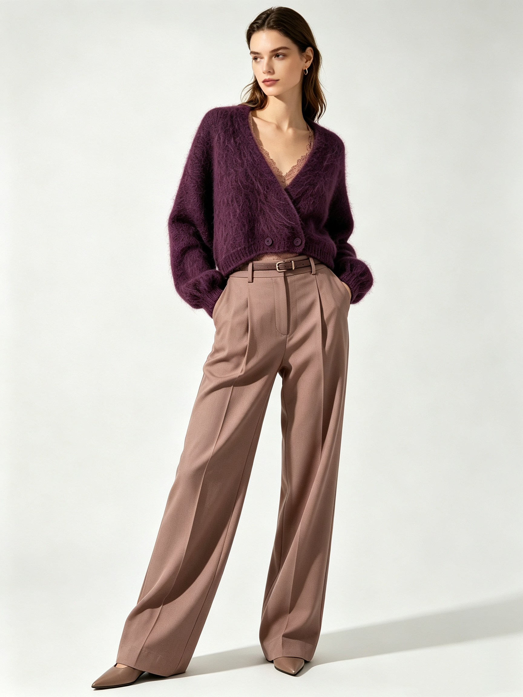 Wholesaler LYCHEE - Short Crossed Cardigan in Kid Mohair Blend – Chic and Warm Look
