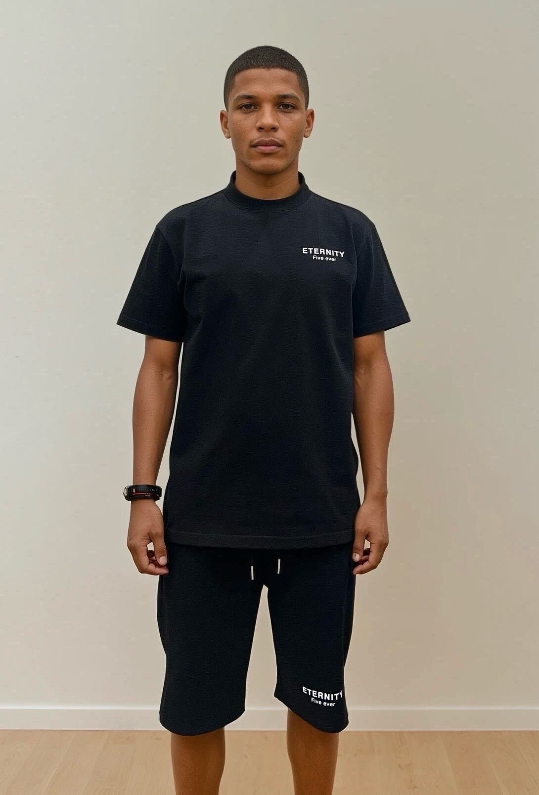 Mayorista Lysande - Conjunto de camiseta de algodón grueso y pantalones cortos estampados Eternity