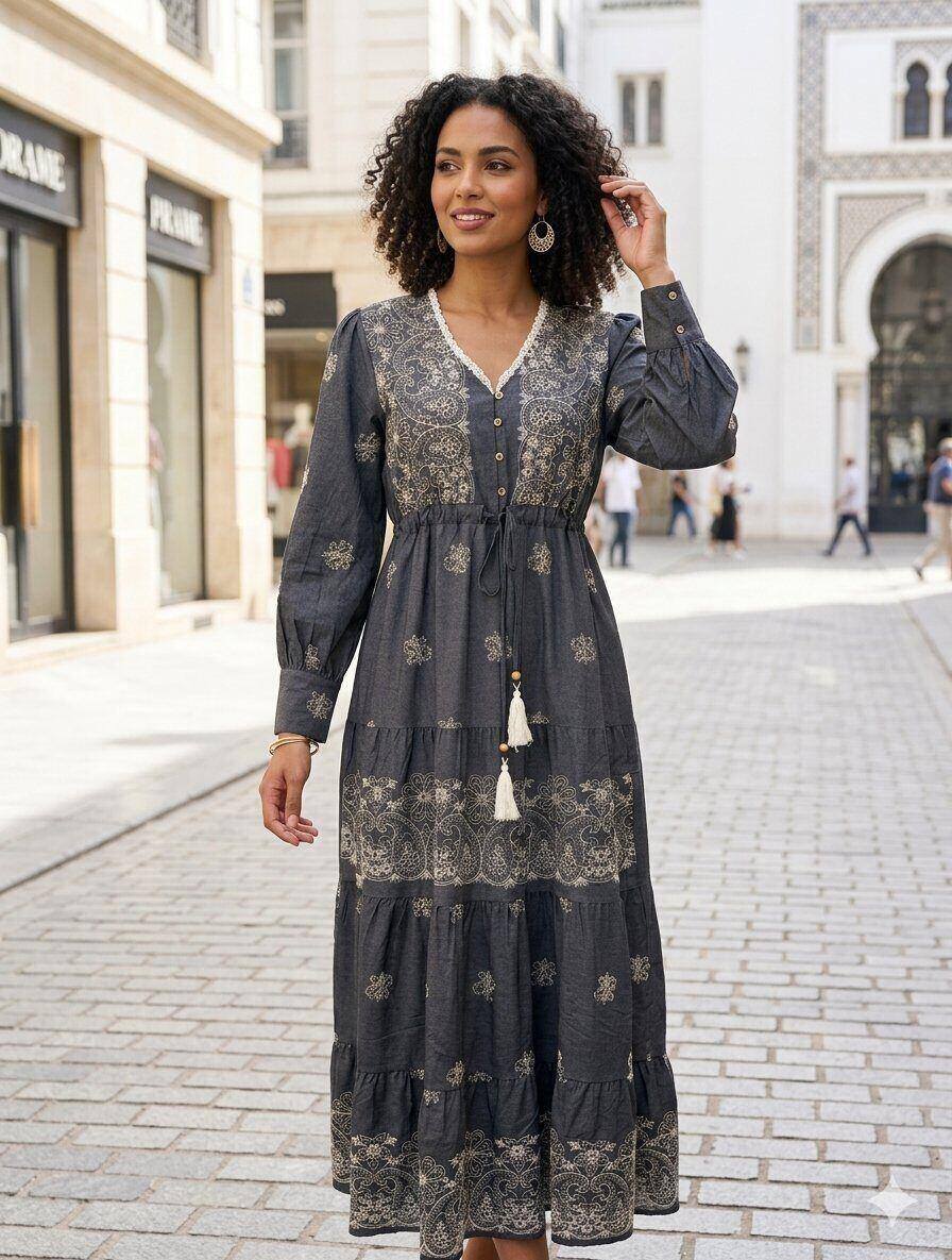 Wholesaler M&D FASHION - Dress with Embroidery and Pearl Sequins