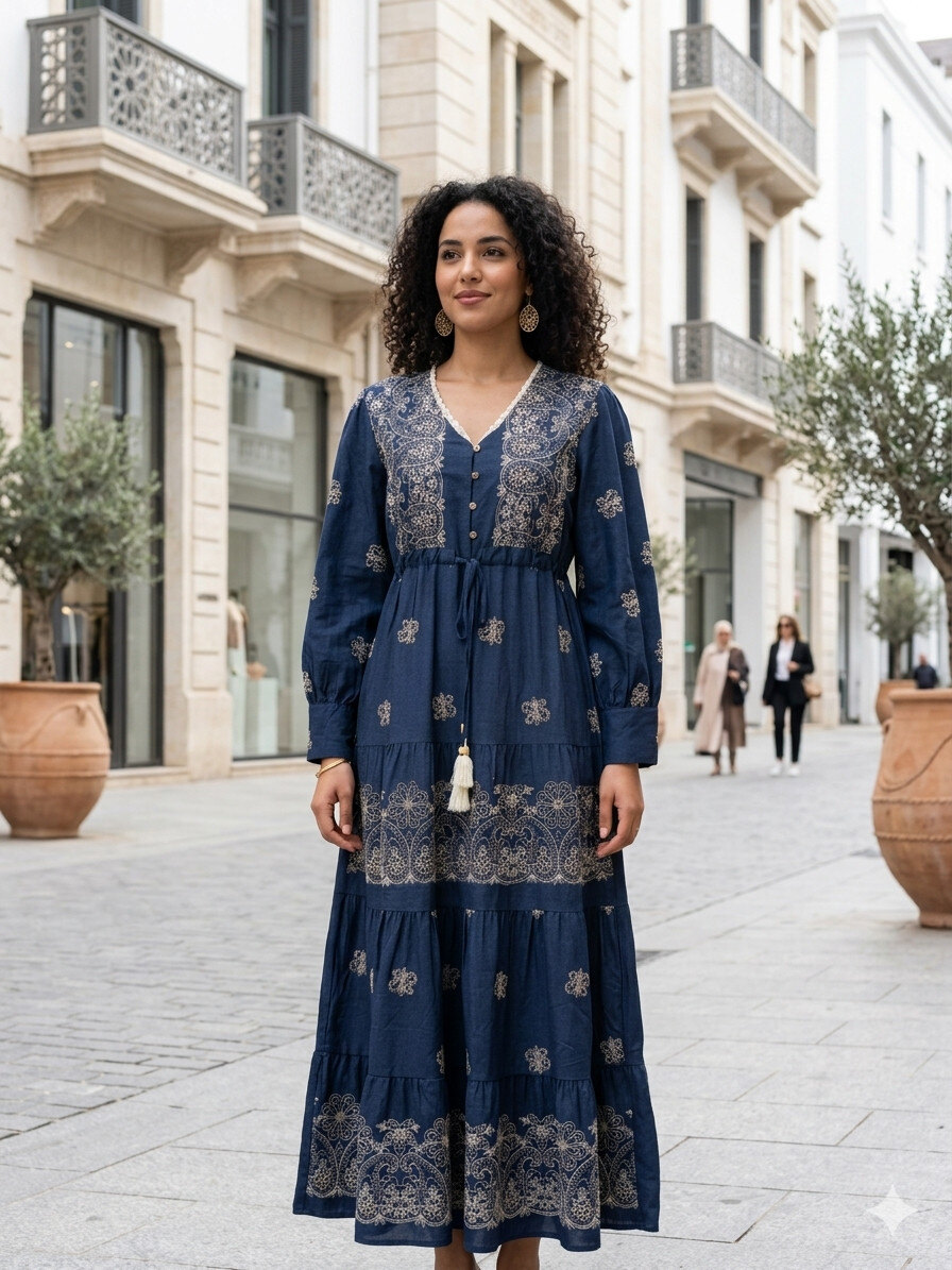 Wholesaler M&D FASHION - Dress with Embroidery and Pearl Sequins