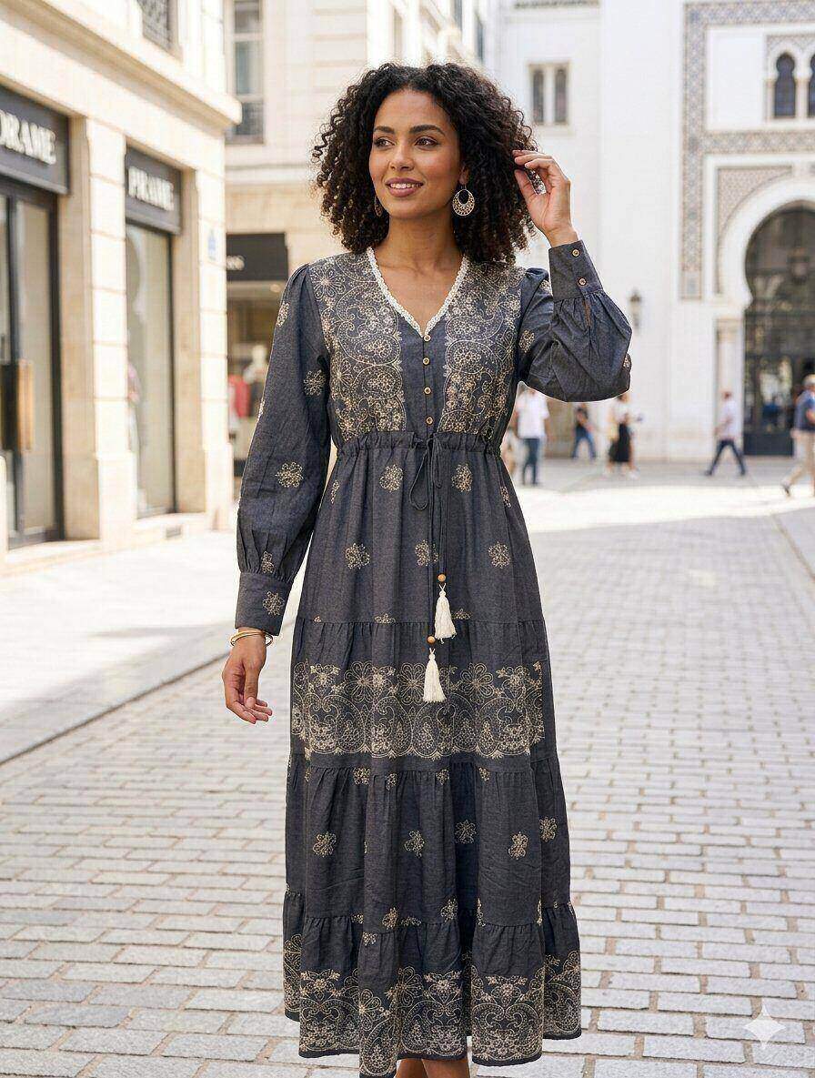 Wholesaler M&D FASHION - Dress with Embroidery and Pearl Sequins