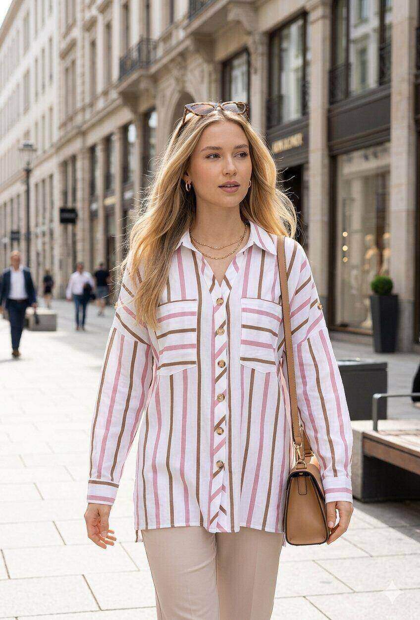 Grossista M&D FASHION - Camicia Oversize a Righe
