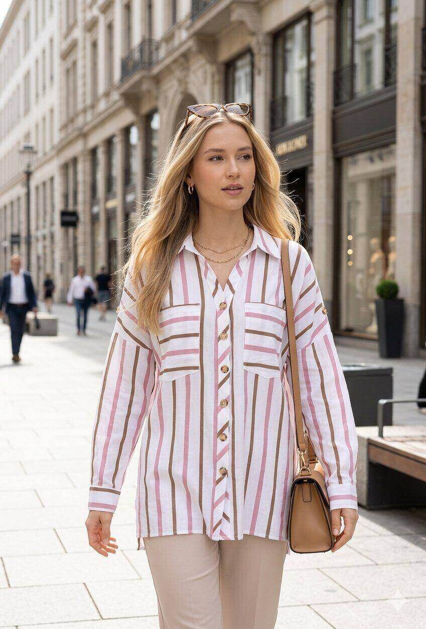 Mayorista M&D FASHION - Camisa Oversize a Rayas