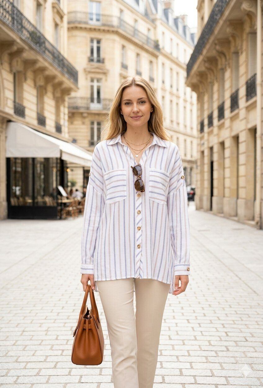 Wholesaler M&D FASHION - Oversized Striped Shirt