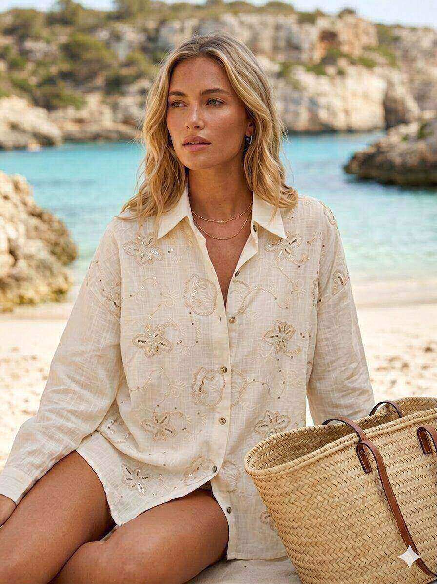 Wholesaler M&D FASHION - Shirt with Embroidery and Pearl Sequins