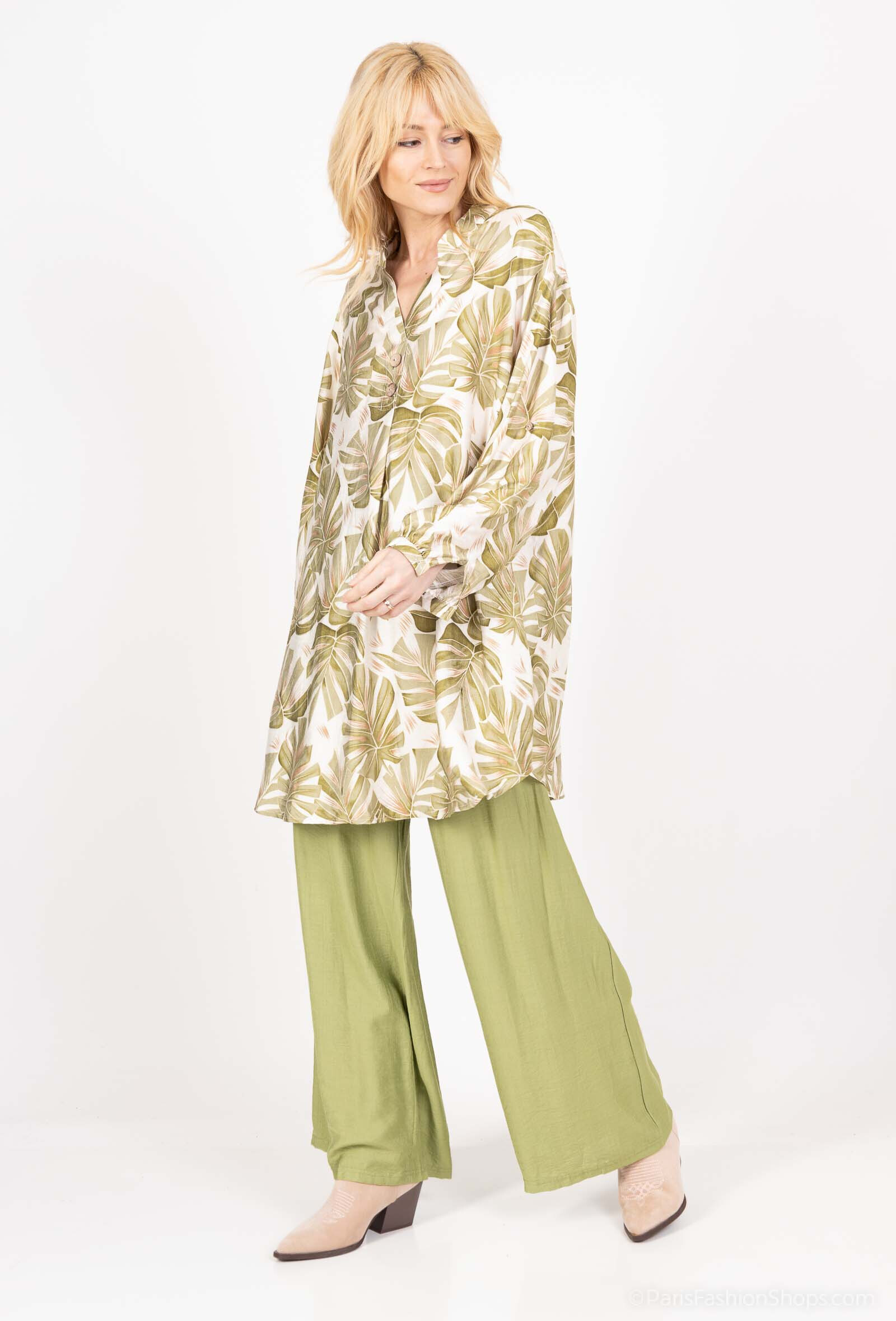 Wholesaler M&D FASHION - Adjustable linen effect shirt and pants set
