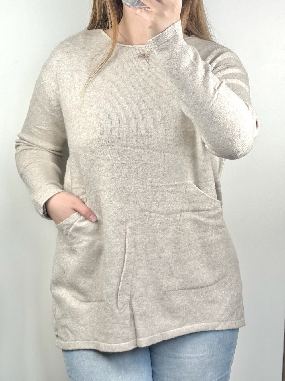 Großhändler M&D FASHION - Pullover mit U-Boot-Ausschnitt und Taschen