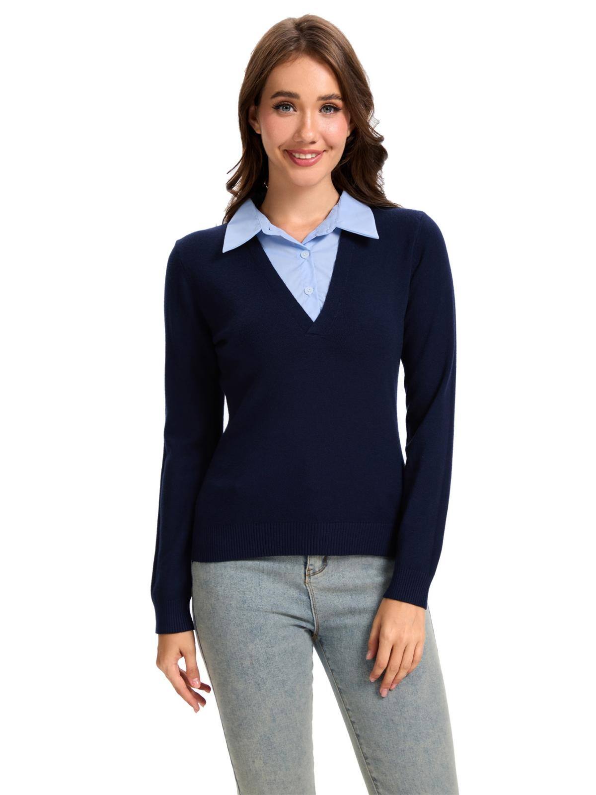 Mayorista M&D FASHION - Suéter de punto con cuello de camisa integrado