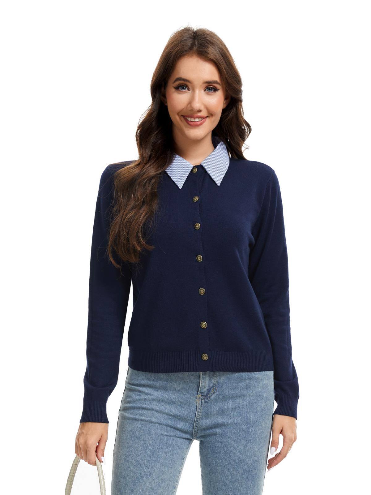 Mayorista M&D FASHION - Jersey de punto con cuello de camisa y botones