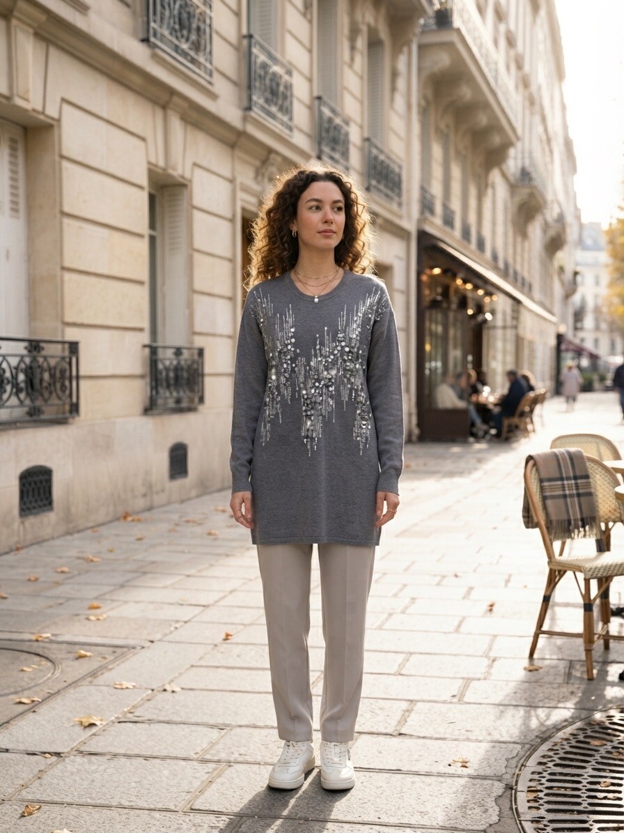 Grossista M&D FASHION - Maglione lungo scintillante