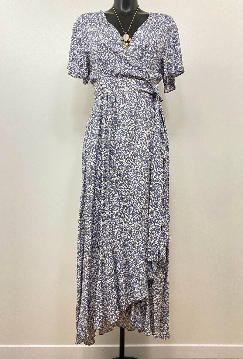 Wholesaler M&D FASHION - Long floral print wrap dress