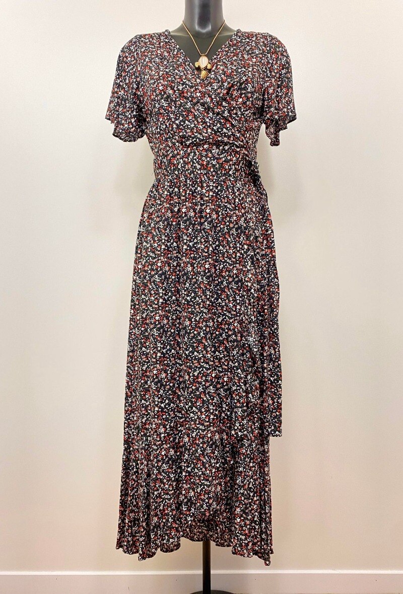 Wholesaler M&D FASHION - Long floral wrap dress