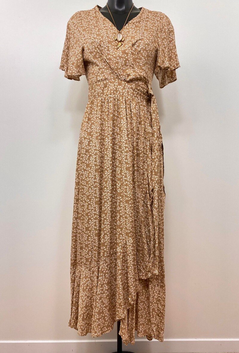 Wholesaler M&D FASHION - Classic floral print maxi wrap dress