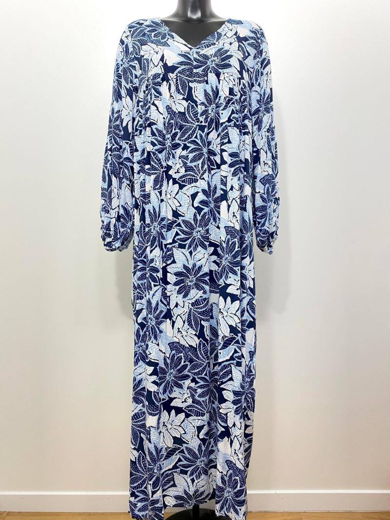 Wholesaler M&D FASHION - Long oversized floral dress with wide sleeves