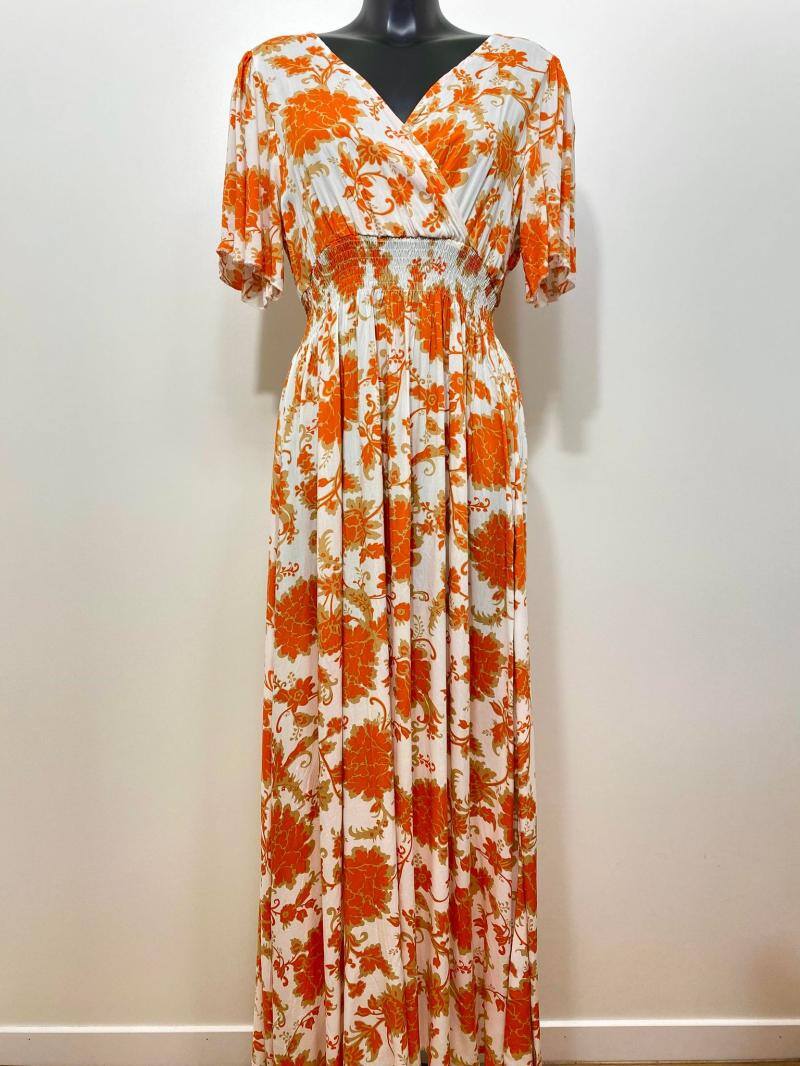Wholesaler M&D FASHION - Front and back V-neck wrap long dress