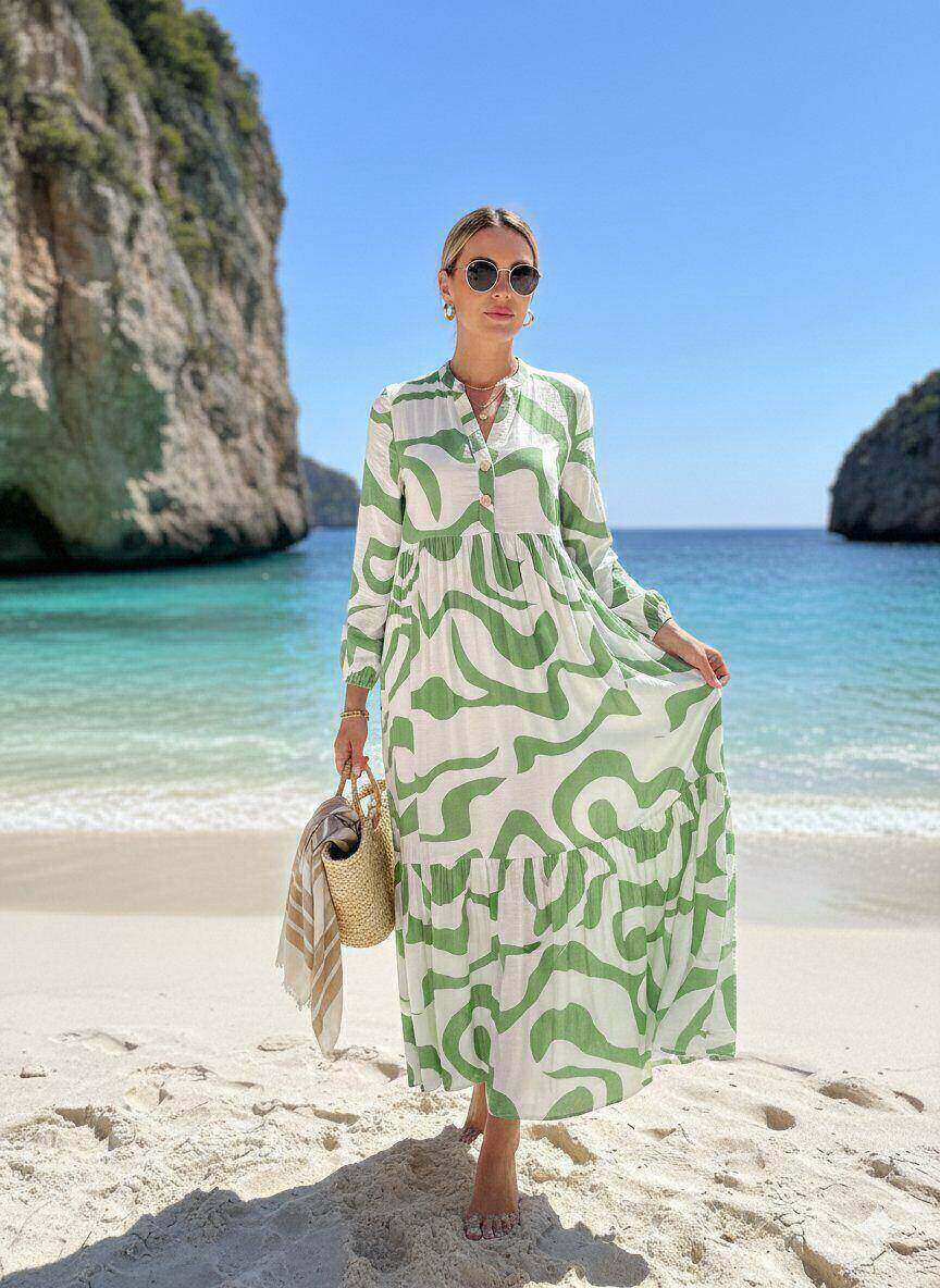 Grossista M&D FASHION - Abito Lungo Effetto Lino