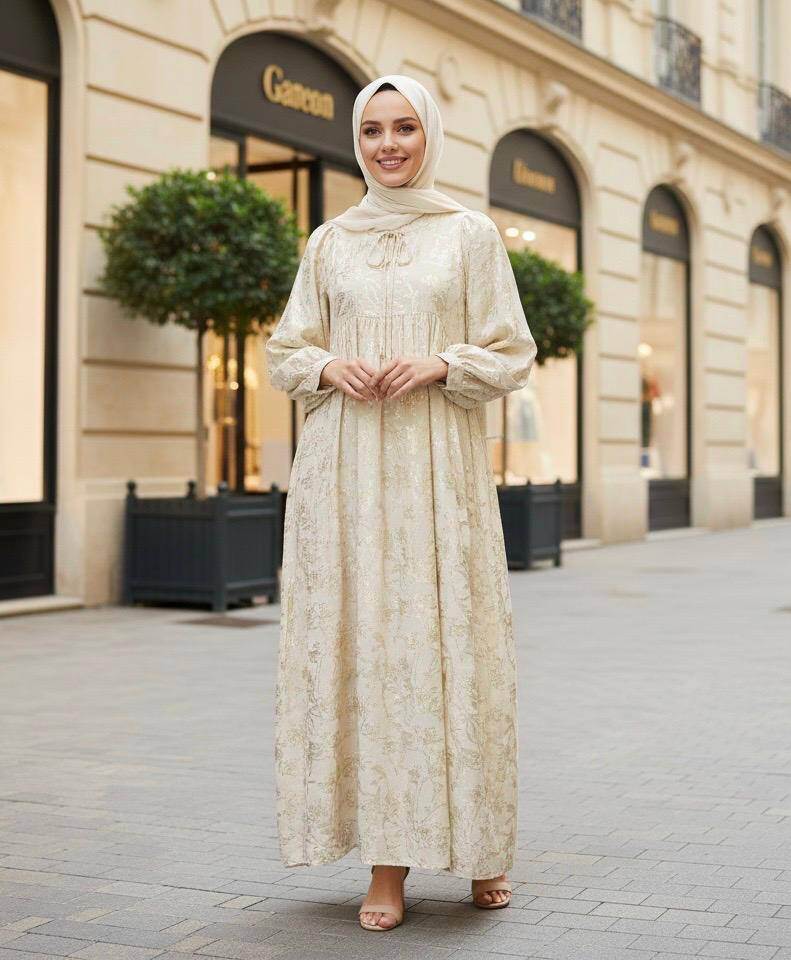 Wholesaler M&D FASHION - Modest long green floral dress – Elegant chic hijab outfit