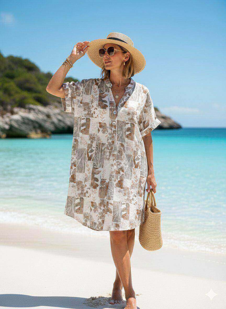Mayorista M&D FASHION - Vestido corto de verano de algodón con estampado floral