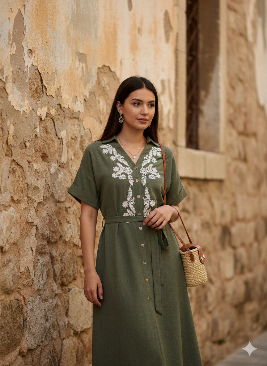 Mayorista M&D FASHION - Vestido Largo de Ceremonia con Motivos Botánicos