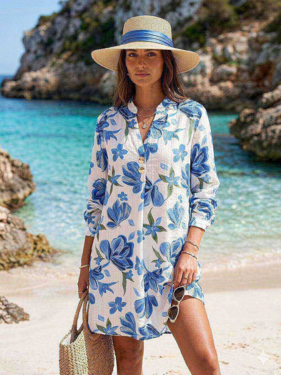 Grossista M&D FASHION - Tunica con stampa floreale dorata