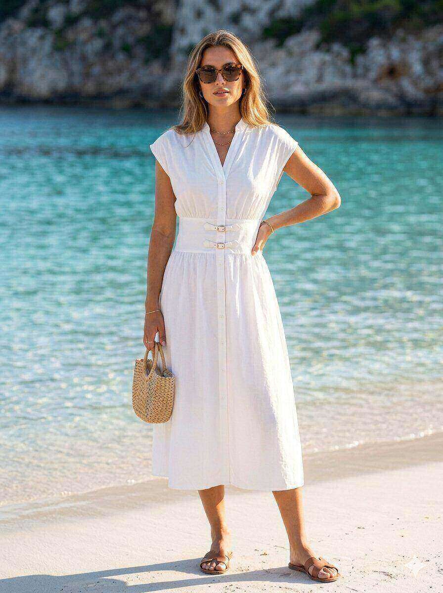 Grossiste M&D FASHION - Robe Midi Unie
