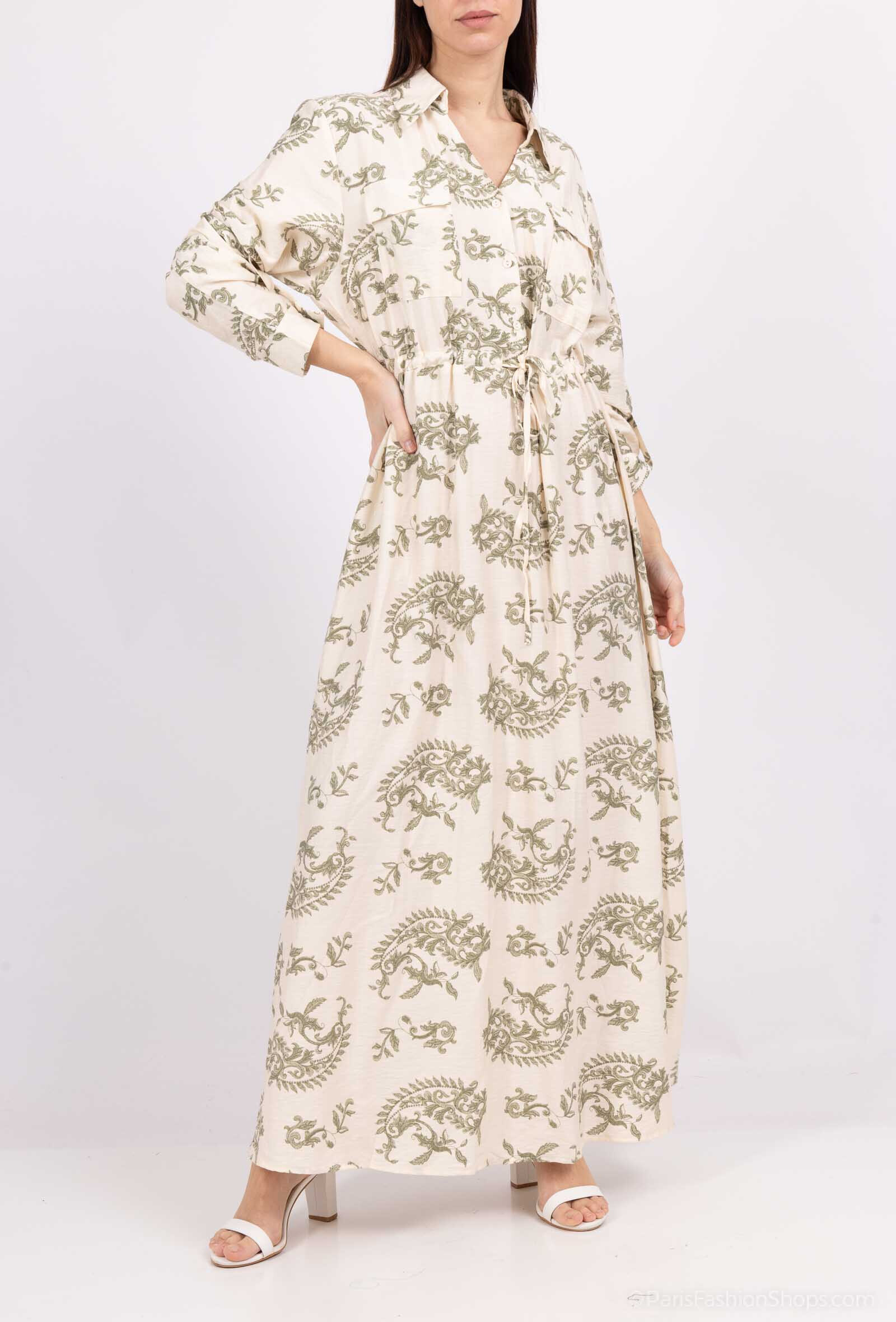 Wholesaler M&D FASHION - Long printed shirt dress with adjustable size