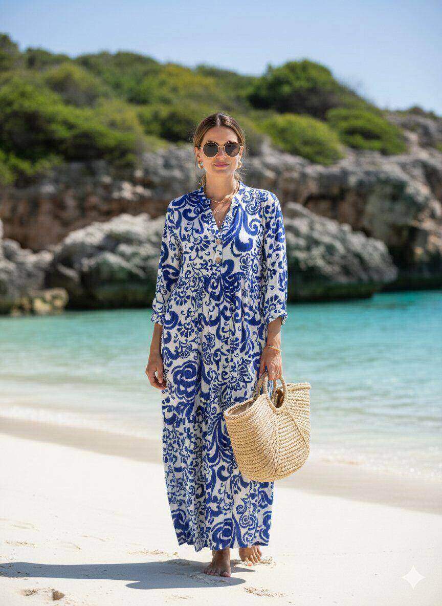 Mayorista M&D FASHION - Vestido Largo Efecto Lino