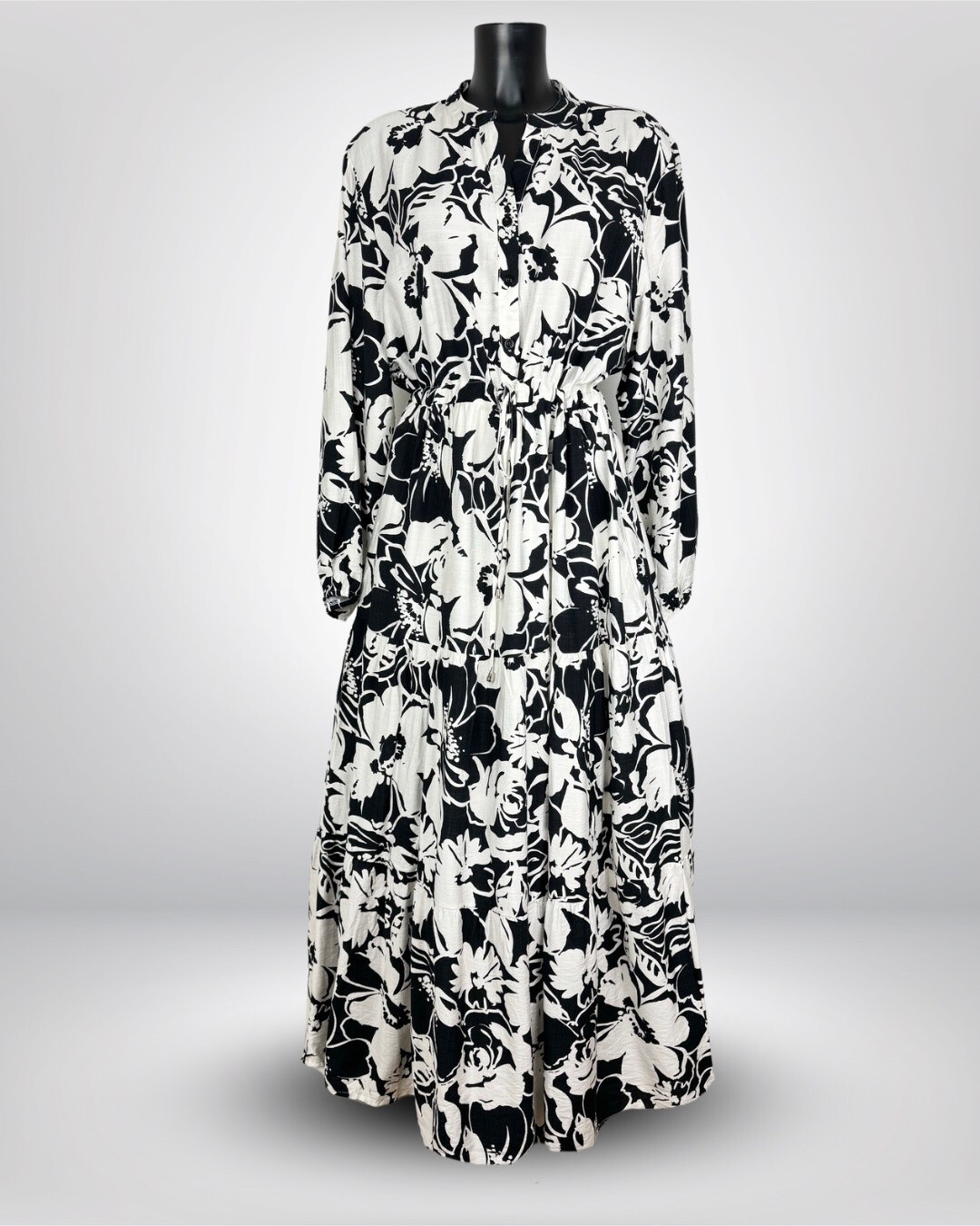 Grossiste M&D FASHION - Robe longue imprimée avec lacet ajustable