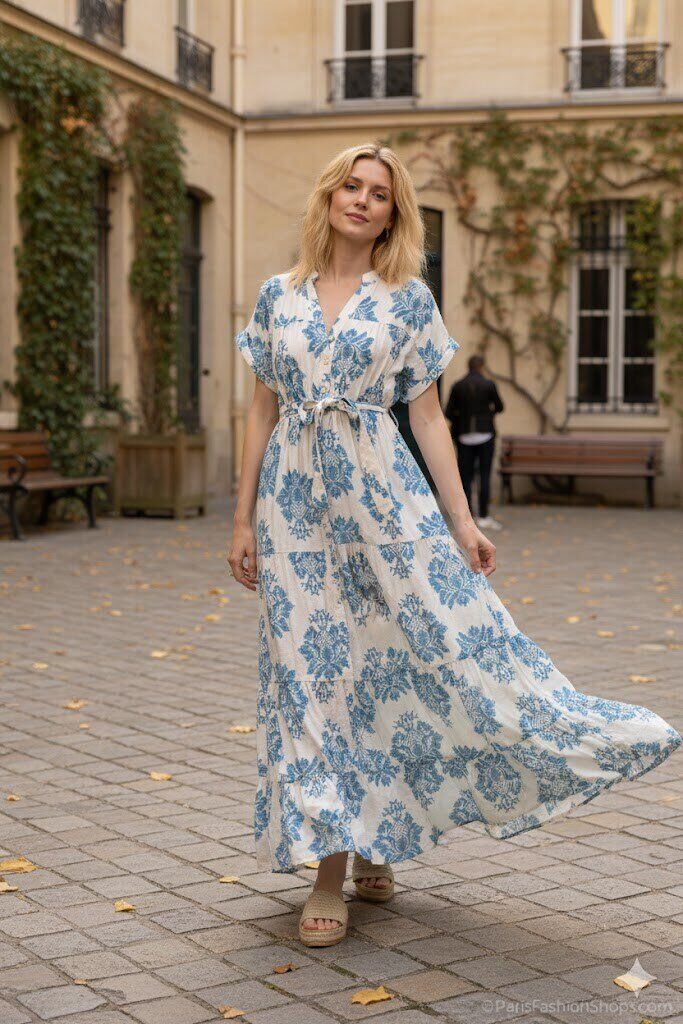 Wholesaler M&D FASHION - Floral Print Button-Down Maxi Dress