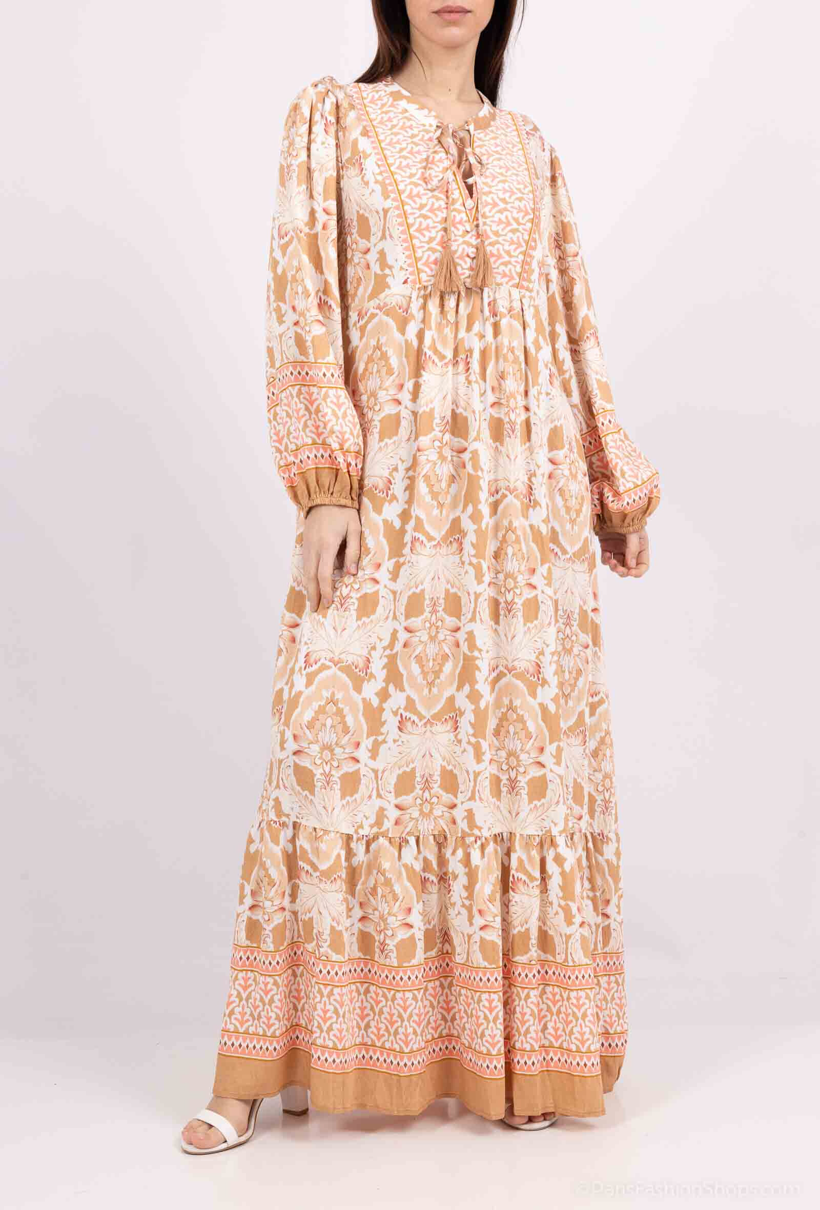 Mayorista M&D FASHION - Vestido fluido de fluido largo con estampado floral
