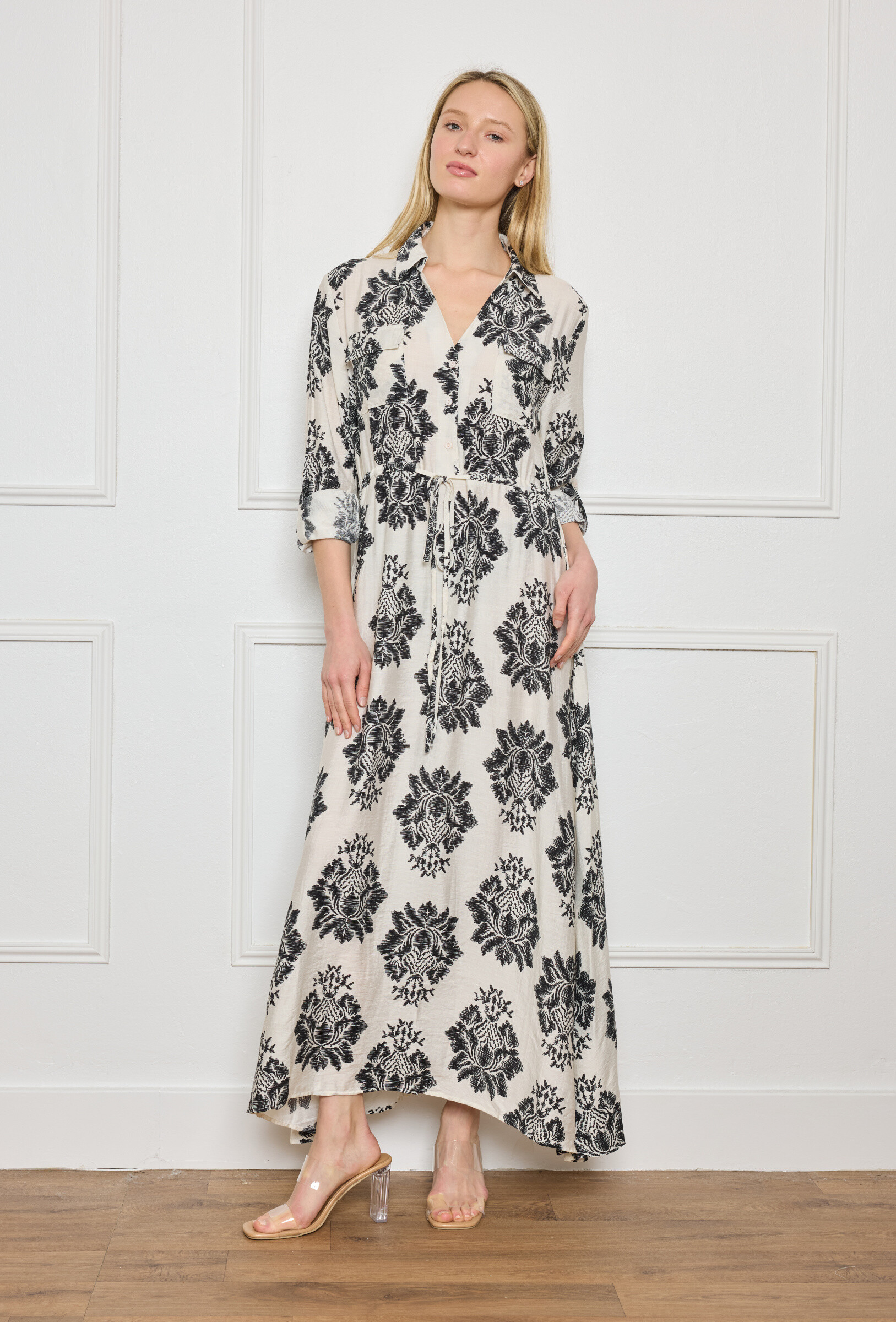 Wholesaler M&D FASHION - Printed long shirt dress with belt