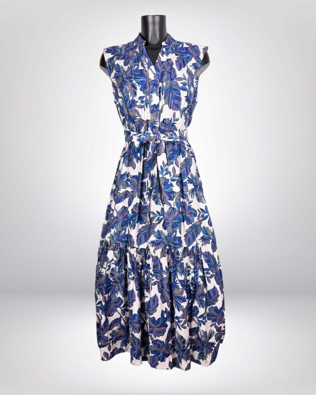 Grossiste M&D FASHION - Robe longue sans manches imprimée avec ceinture