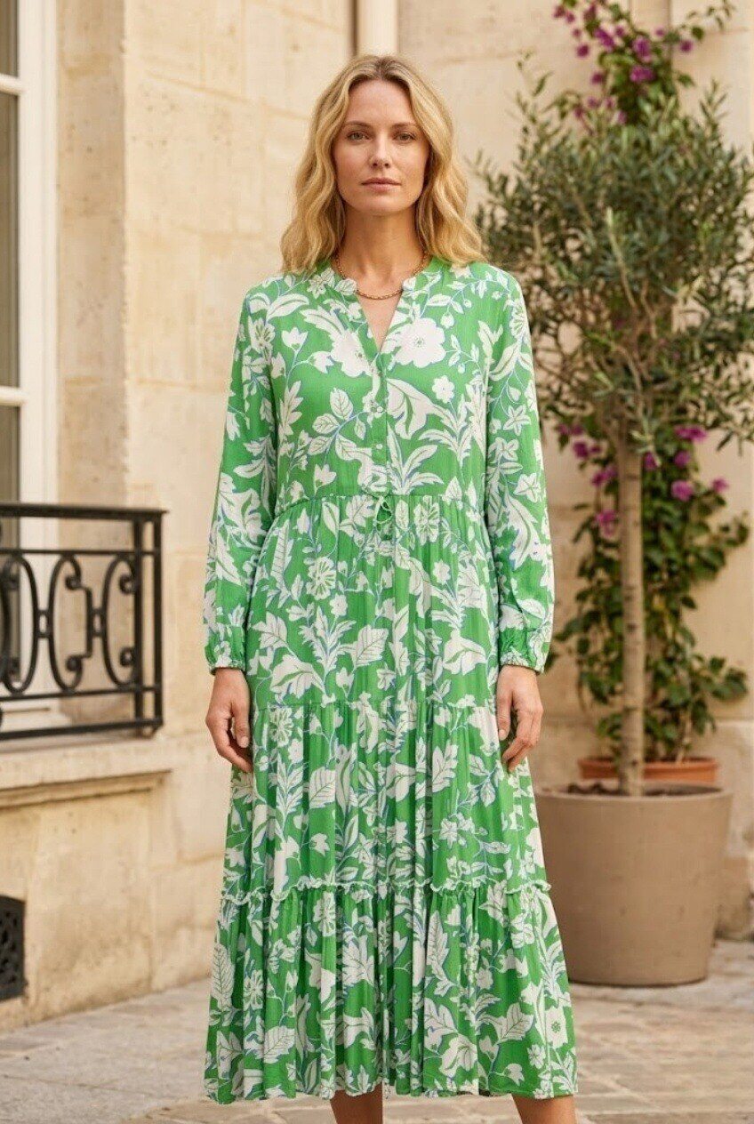 Grossista M&D FASHION - Abito fluido a maniche lunghe