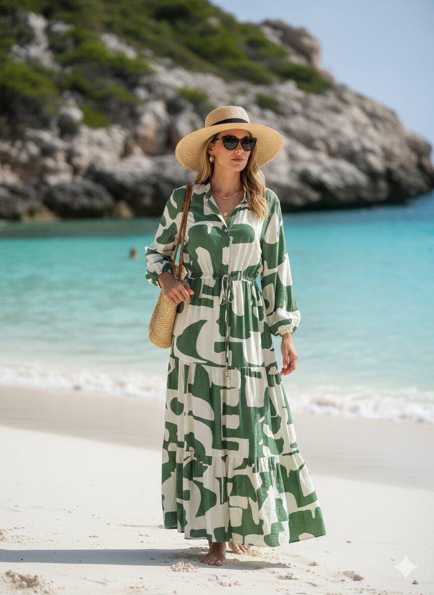 Mayorista M&D FASHION - Vestido Largo Efecto Lino