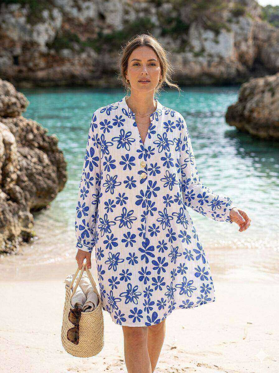 Grossista M&D FASHION - Tunica Svasata con Fogliame Dorato