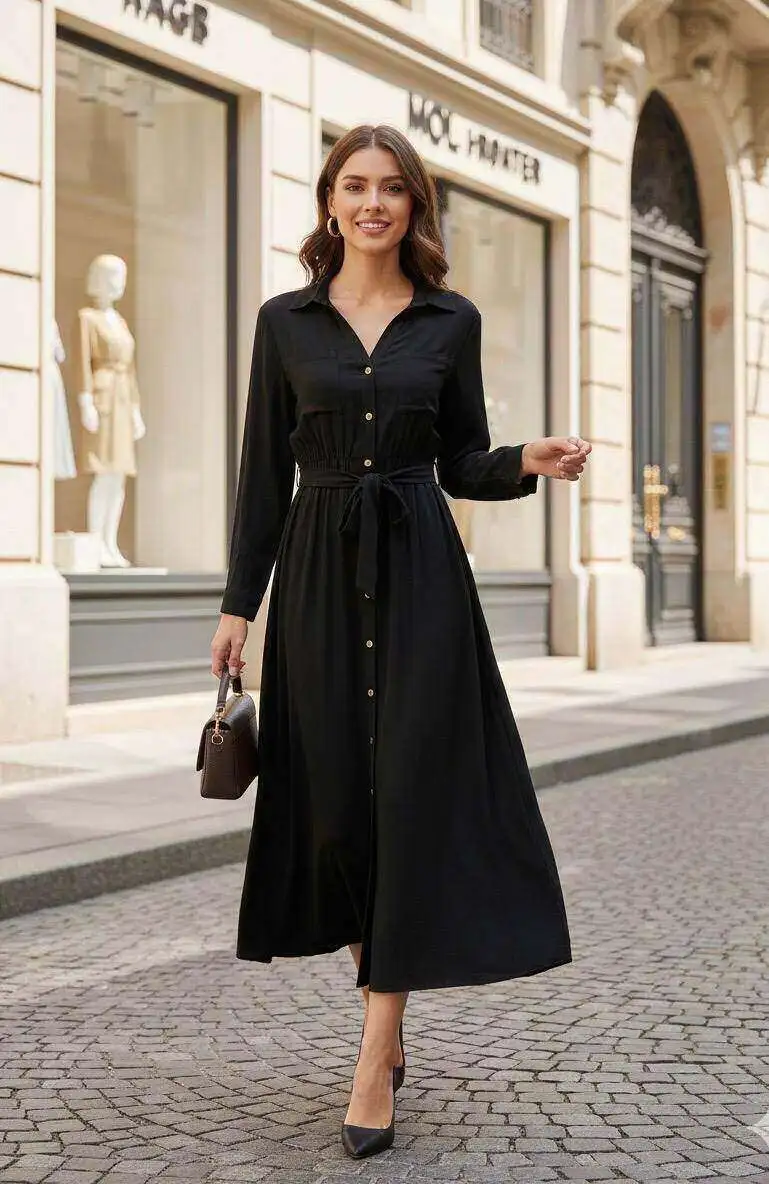 elegant shirt dress Daria Silk Shirt Dress