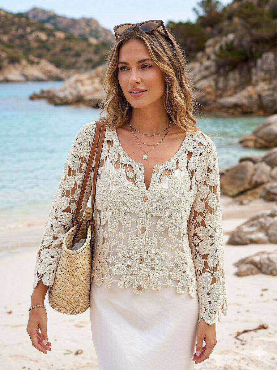 Grossiste M&D FASHION - Top En Crochet Manche Longue