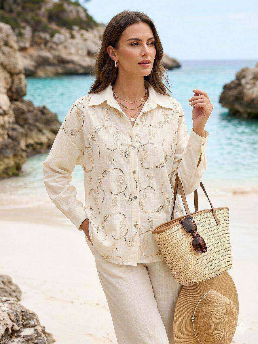 Wholesaler M&D FASHION - Sequin-embroidered shirt