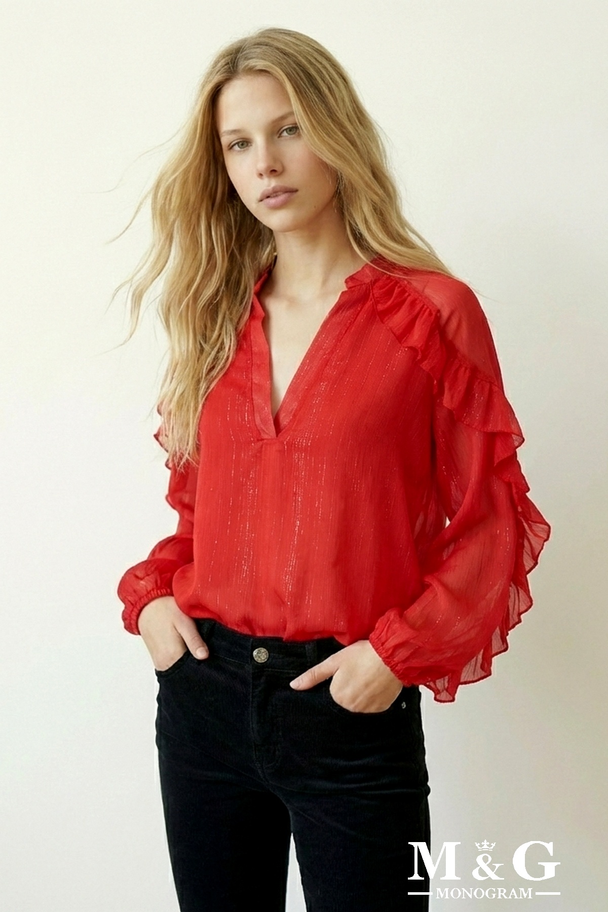 Wholesaler M&G MONOGRAM - Ruffled blouse with shiny threads
