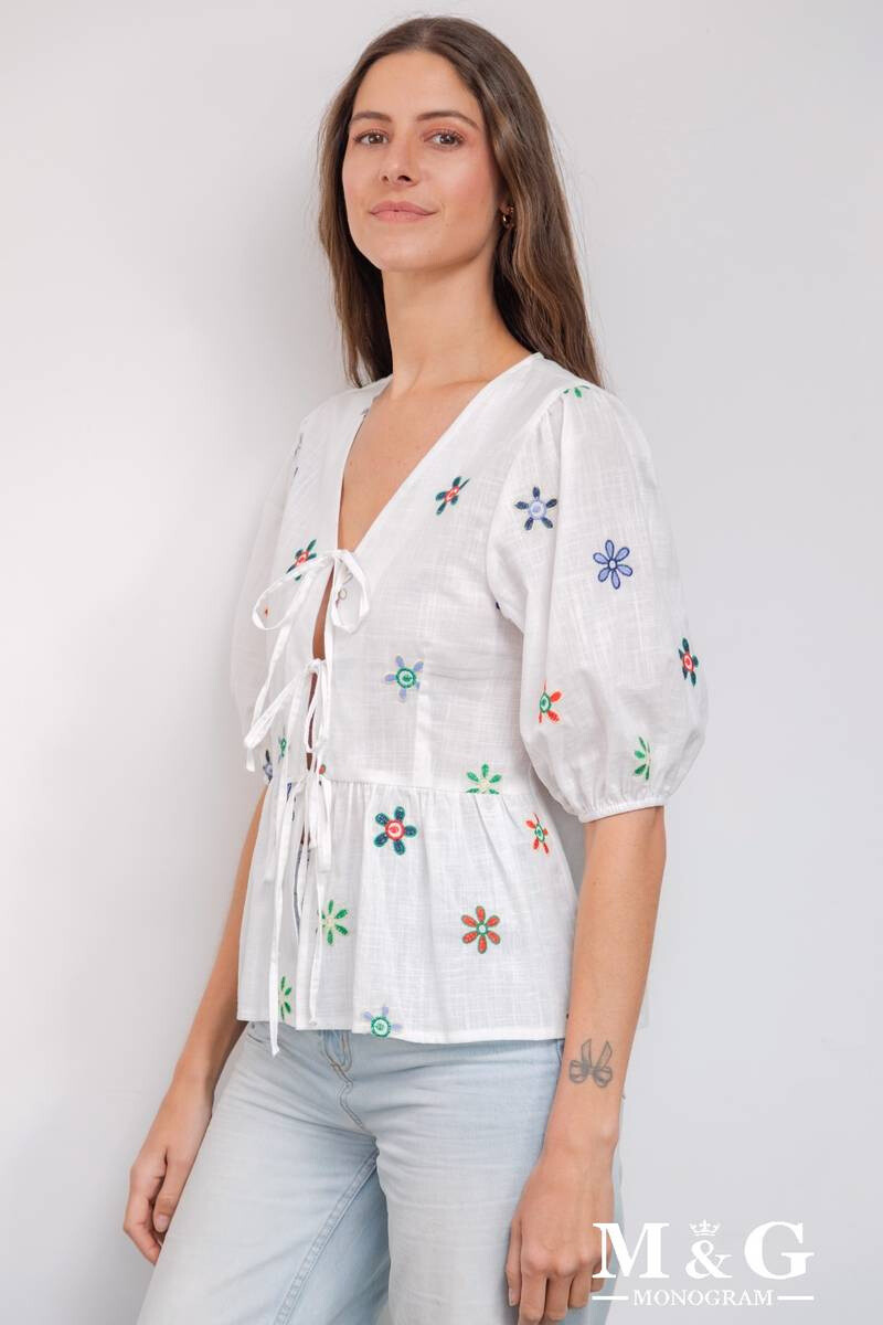 Grossiste M&G MONOGRAM - Blouse à fleurs brodées avec nœuds