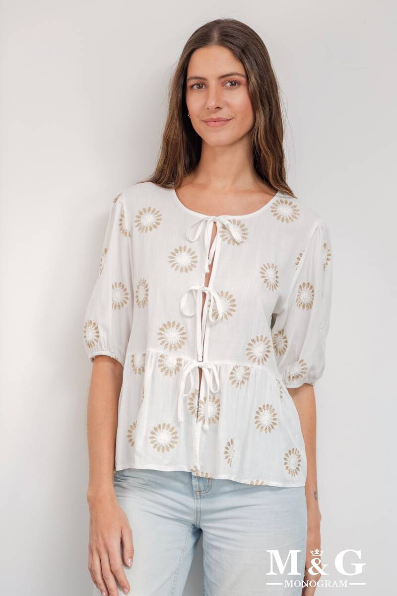 Grossiste M&G MONOGRAM - Blouse à fleurs brodées avec nœuds