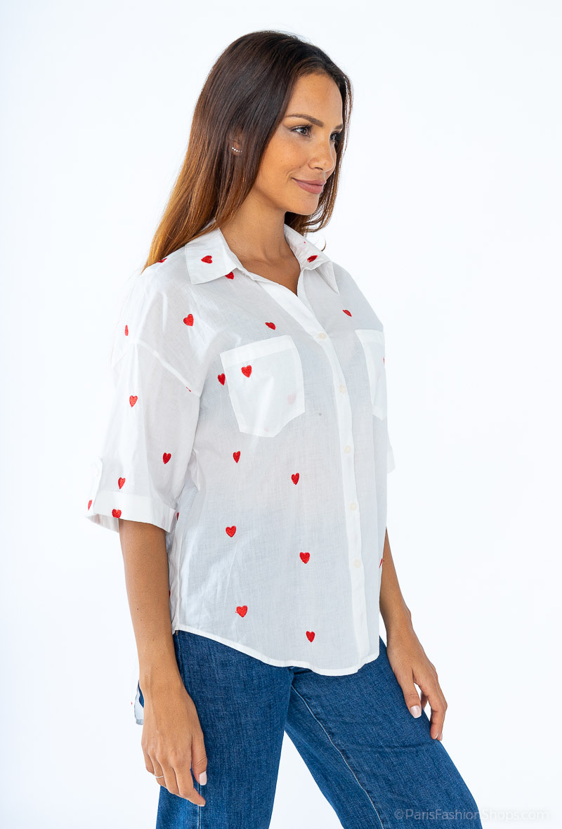 Wholesaler M&G MONOGRAM - Asymmetrical cotton shirt with embroidered hearts