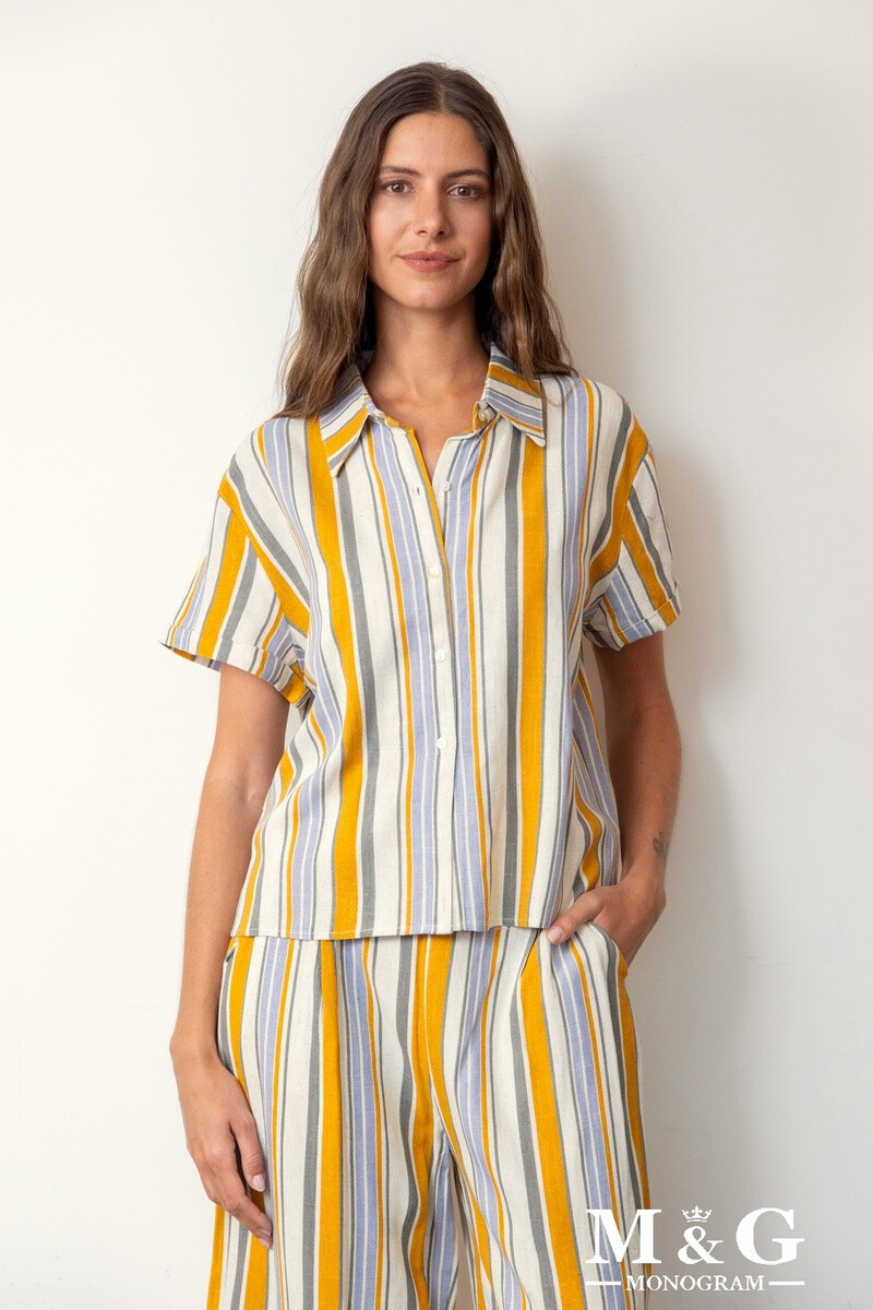 Grossiste M&G MONOGRAM - Chemise en Lin manches courtes à rayures