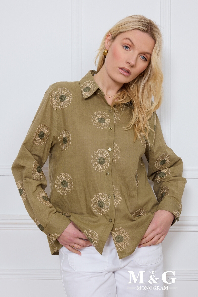 Grossiste M&G MONOGRAM - Chemise avec fleurs brodées en fils dorés