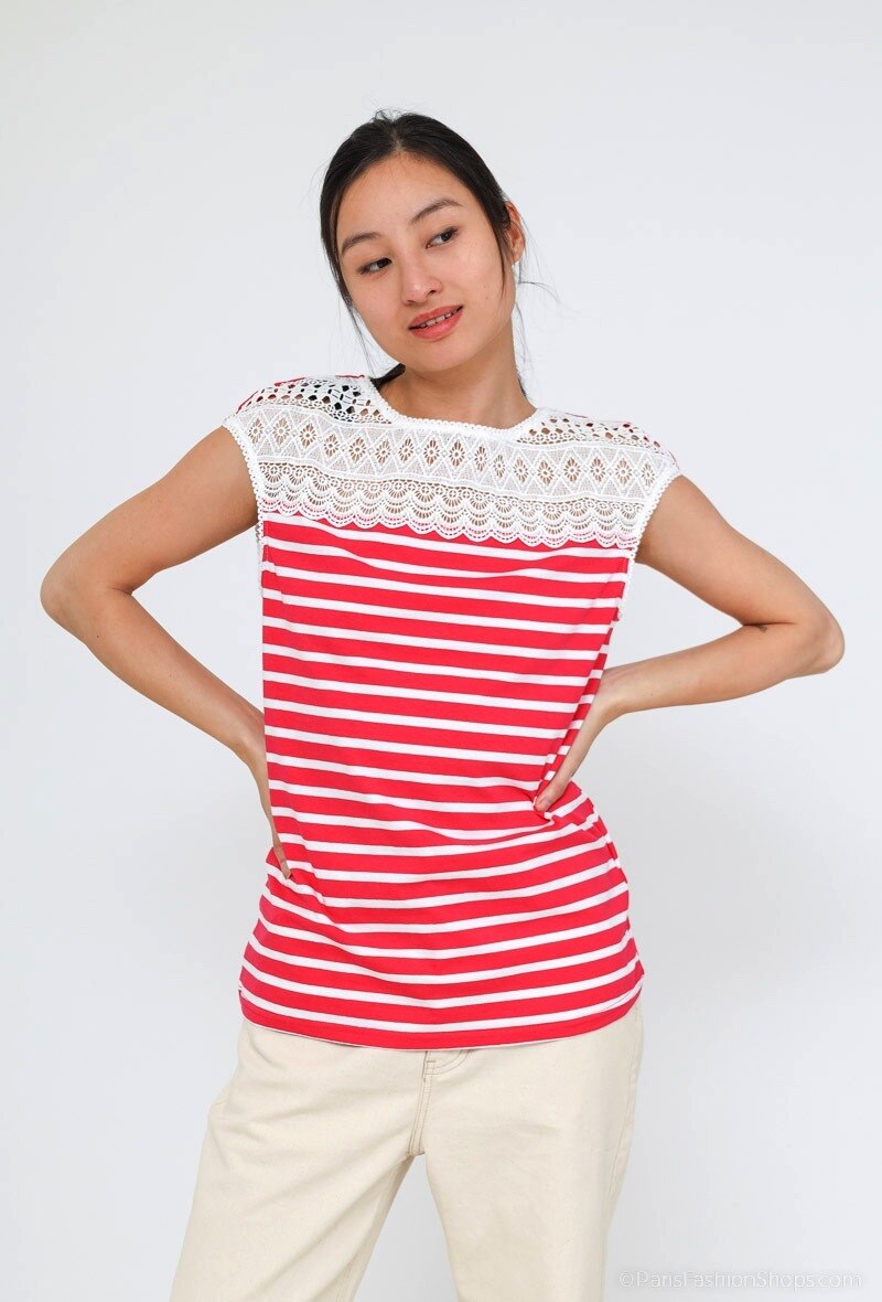 Grossiste M&G MONOGRAM - Débardeur rayé avec dentelle
