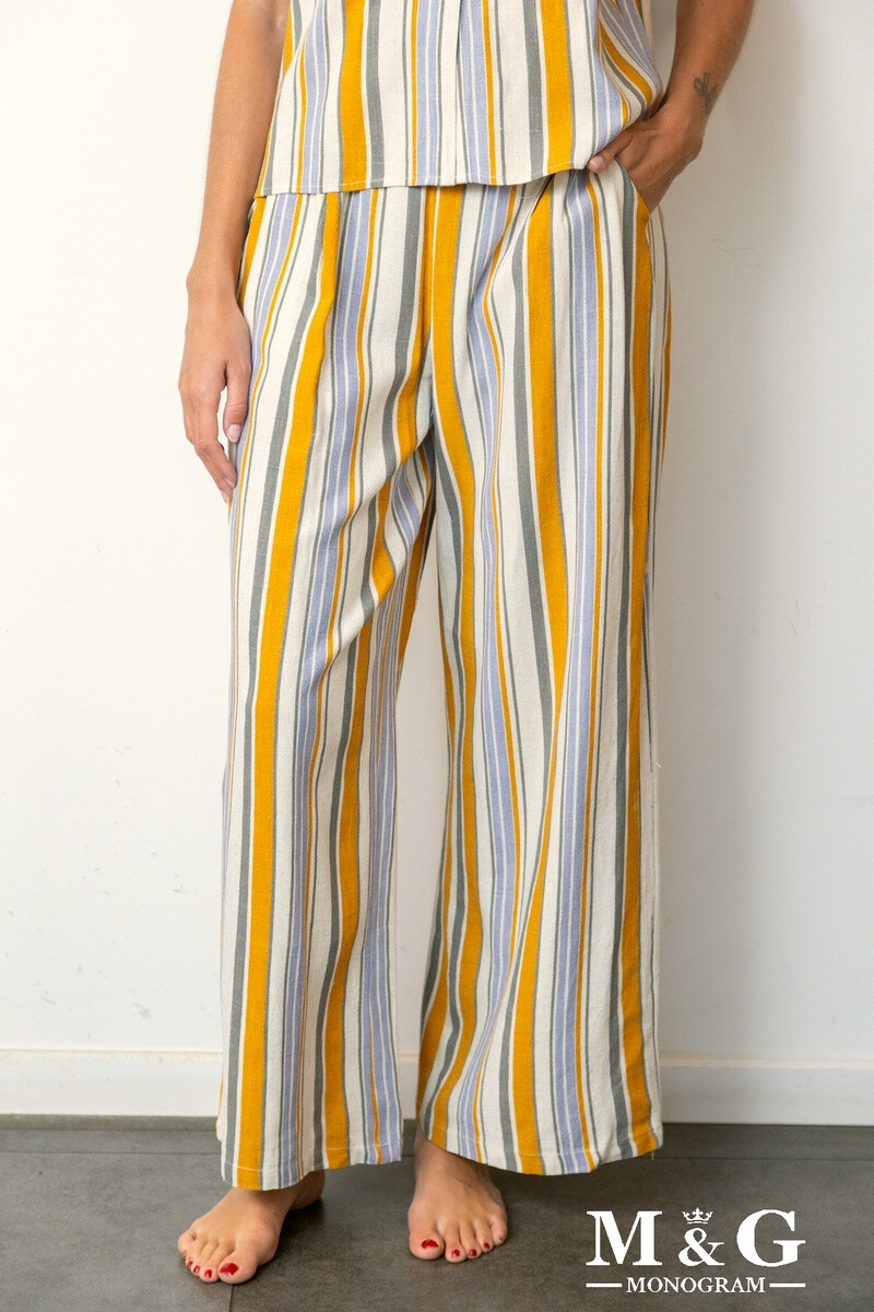 Grossista M&G MONOGRAM - Pantaloni di lino a strisce