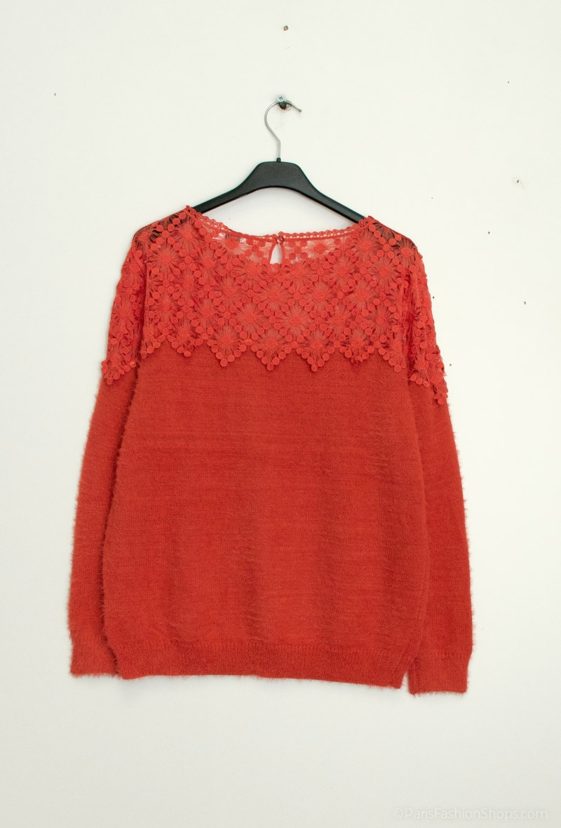 Pullover mit Spitze - Burnt Orange 3 - Miniaturansicht